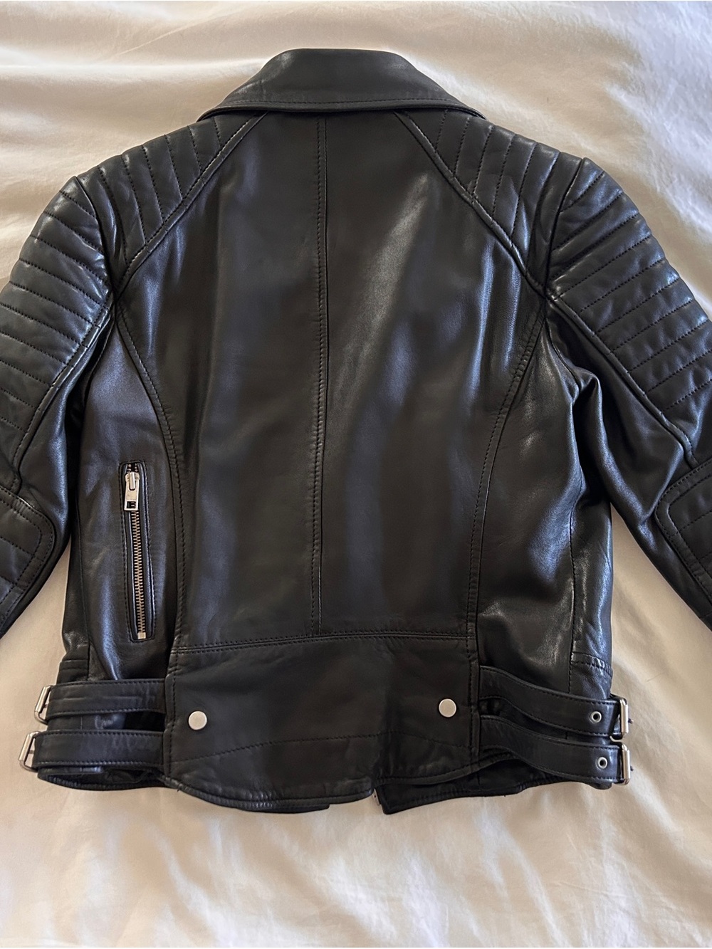 AllSaints Black Leather Papin Moto Jacket - Picture 6 of 9